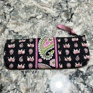 Vera Bradley Black and Pink Elephants Paisley pencil case Bag